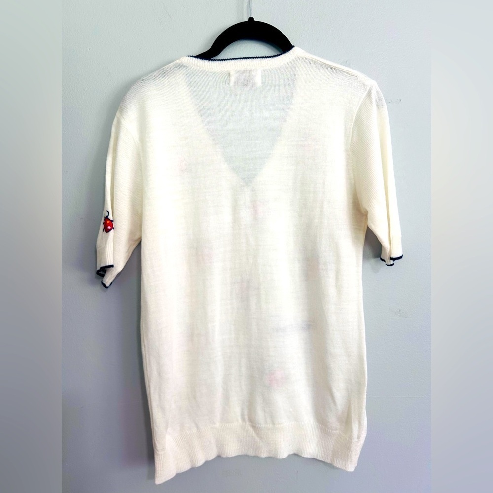 Vintage Rochelle California Embroidered Lady Bug V-Neck Sweater Size M estimate - Picture 3 of 8